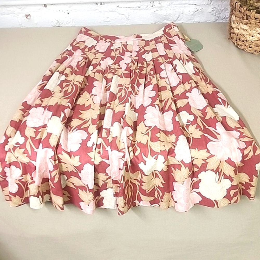 NWT...RYEGRASS PINK FLORAL LINEN SKIRT SZ 10